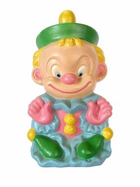 Vintage Ceramic Clown Still Bank | Pastel Circus Décor | 8.5”
